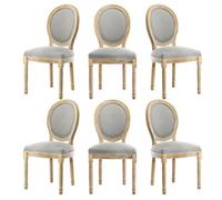 Lot de 6 Chaises médaillon Louis XVI chaises de Salle à Manger Rembourrées en Tissu - Style Vintage-Gris