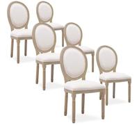 Lot de 6 chaises médaillon Louis XVI tissu Beige
