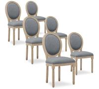 Lot de 6 chaises médaillon Louis XVI tissu Gris