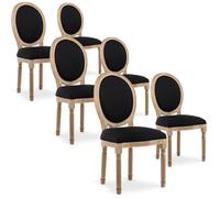 Lot de 6 chaises médaillon Louis XVI tissu Noir