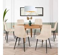 IDMarket – Lot de 6 chaises Mila en velours beige pour salle à manger