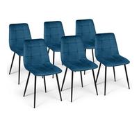 IDMarket – Lot de 6 chaises Mila en velours bleu pour salle à manger