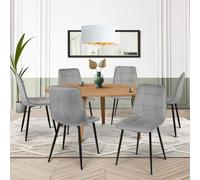IDMarket Lot de 6 chaises Mila en velours gris clair pour salle à manger
