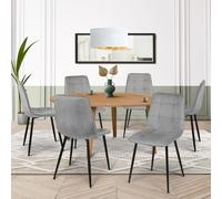 Lot De 6 Chaises Mila En Velours Gris Clair Pour Salle À Manger Gris