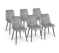 IDMarket - Lot de 6 chaises Mila en Velours Gris Clair pour Salle à Manger