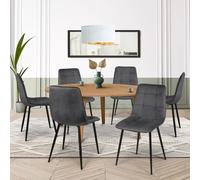 IDMarket – Chaises Mila – Lot de 6 – Velours gris foncé – Salle à manger