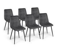 Lot de 6 chaises MILA en velours gris foncé pour salle à manger gris G