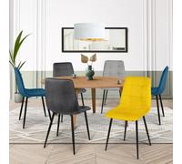 IDMarket - Lot de 6 chaises Mila en Velours Mix Color Bleu x2, Gris foncé x2, Gris Clair, Jaune