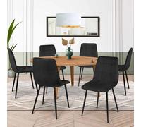 IDMarket – Lot de 6 chaises Mila – Velours noir – Pour salle à manger – H.45 cm – Non pliables