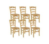 NAPLES - Lot de 6 Chaises Naturelles et Assises en Bois -