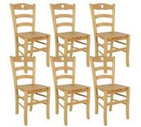 NAPLES - Lot de 6 Chaises Naturelles et Assises en Bois -