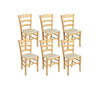AltoBuy Naples - Lot de 6 Chaises Naturelles et Assises en PVC Ivoire
