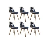 DAMAS - Lot de 6 Chaises Patchwork Bleu et Gris - CMP_Pack Bleu G