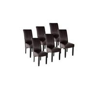 Lot de 6 chaises pieds noir siège de salon cuisine salle à manger design carré élégant marron 08_0000087