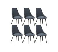 Lot de 6 Chaises Pivotantes Tissu Bleu - UNDY -