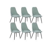 Lot de 6 Chaises Pivotantes Tissu Vert d'Eau - UNDY -