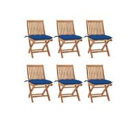 Lot de 4 Chaises Pliables de Jardin avec Coussins Siège Teck Solide vidaXL