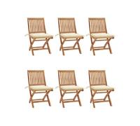 Vidaxl Chaises Pliables De Jardin Avec Coussins 6 Pcs Bois De Teck