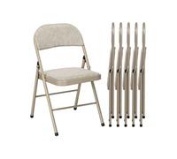 Lot de 6 chaises pliantes assise dossier rembourrés acier tissu toucher lin beige