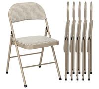 HOMCOM Lot de 6 chaises Pliantes chaises de Salle à Manger Portables Chaise Pliable d'intérieur avec Coussin en Lin et Cadre en Acier 45 x 46 x 78 cm Beige