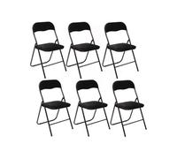 Toilinux - Lot de 6 Chaises pliantes effet velours - Noir