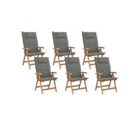 Lot de 6 Chaises Pliantes en Bois d'Acacia Clair avec Coussins Gris Graphit