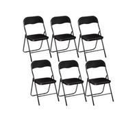 Toilinux - Lot de 6 Chaises pliantes en PVC - Noir Noir
