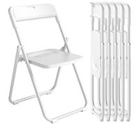 Lot de 6 chaises pliantes - HOMCOM - dossier incurvé, assise concave - plastique et acier - 48,5 x 47 x 75 cm - blanc
