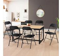 IDMarket – Lot de 6 chaises pliantes KITY – noires en PU – H. 80 cm