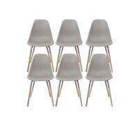 FLUK - Lot de 6 Chaises Polypropylène Taupe et Bois - Altobuy Gris