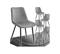 Chaise - TECTAKE - Lot de 6 fauteuils MONROE aspect velours et ergonomique, pieds en acier noir, 48 x 59 x 82,5 cm - Gris