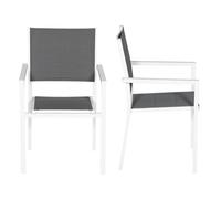 Lot de 6 chaises rembourrées en aluminium blanc - textilène gris