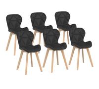 IDMarket - Lot de 6 chaises ROBINE en PU Noires pour Salle à Manger