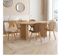 IDMarket - Lot de 6 chaises ROBINE en Tissu Chenille Mix Color Taupe x2, Beige x2, Marron x2