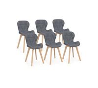 IDMarket Lot de 6 chaises ROBINE en tissu gris foncé pour salle à manger