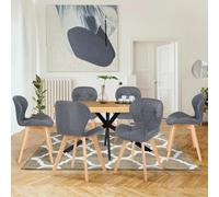 IDMarket Lot de 6 chaises ROBINE en tissu gris foncé pour salle à manger