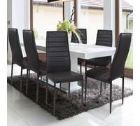 IDMarket – Lot de 6 chaises de salle à manger Romane – Assise matelassée noir H. 97 cm