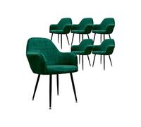 Lot de 6 chaises salle à manger cuisine aspect velours vert foncé ML-DESIGN