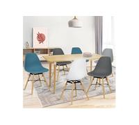 IDMarket - Lot de 6 chaises Sandra Mix Color Blanc, Gris clair, 2 gris foncé, 2 bleu canard