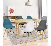 IDMarket - Lot de 6 chaises Sandra Mix Color Blanc, Gris clair, 2 gris foncé, 2 bleu canard