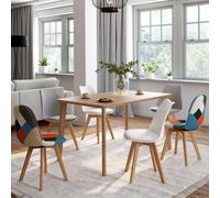 Lot De 6 Chaises Sara Blanc X2 Gris Clair X2 Et Patchworks Multi-Couleurs