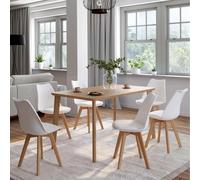 IDMarket – Lot de 6 chaises Sara scandinaves blanches pour salle à manger H. 79,5 cm
