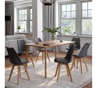 IDMarket Lot de 6 chaises scandinaves SARA gris foncé pour salle à manger
