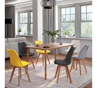 Lot De 6 Chaises Sara Mix Color Gris Clair Blanc Gris Foncé X2 Jaune X2 Multicolore