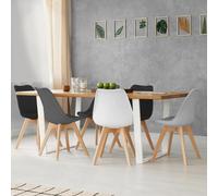 Lot De 6 Chaises Sara Mix Color Gris Clair Blanc Gris Foncé X2 Noir X2