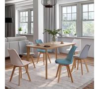 IDMarket - Lot de 6 chaises scandinaves SARA Mix Color Pastel Rose, Blanc, Gris Clair x2, Bleu x2