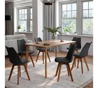 IDMarket Chaises Sara – Lot de 6 scandinaves noires, pieds foncés pour salle à manger