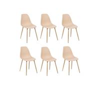 Atmosphera - Lot de 6 chaises scandinave et pieds métal effet bois TAHO - Beige - Taho