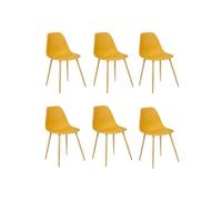 Atmosphera - Lot de 6 chaises scandinave et pieds métal effet bois TAHO - Ocre - Taho