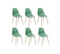 Atmosphera - Lot de 6 chaises scandinave et pieds métal effet bois TAHO - Vert - Taho